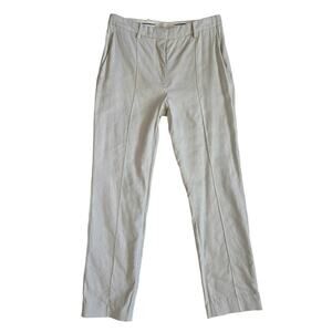 Vanessa Bruno Linen Blend Front Seam Pant 4 Neutral Elevated Capsule Timeless